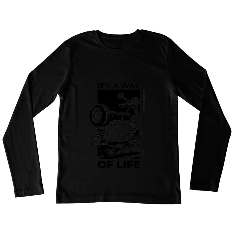 Vintage Scooter Lifestyle Illustration Female Long Sleeve T-Shirt