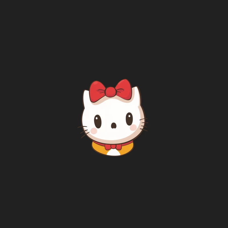 Adorable Hello Kitty Cartoon Character with Red Bow Bucket Hat