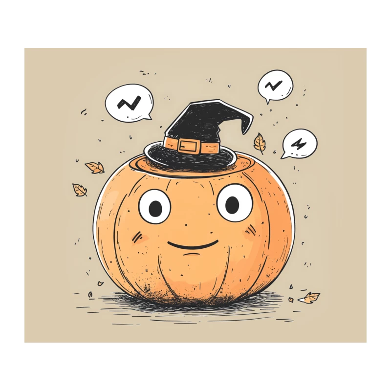 Cute Cartoon Halloween Pumpkin with Witch Hat Messaging Tapestry