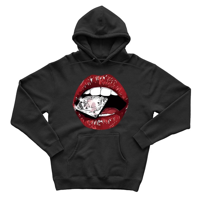 Rote Lippen mit Diamant Herren Pullover Hoodie