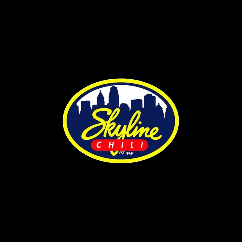 Skyline Chili Restaurant Brand Logo with Cincinnati Cityscape Desk Mat