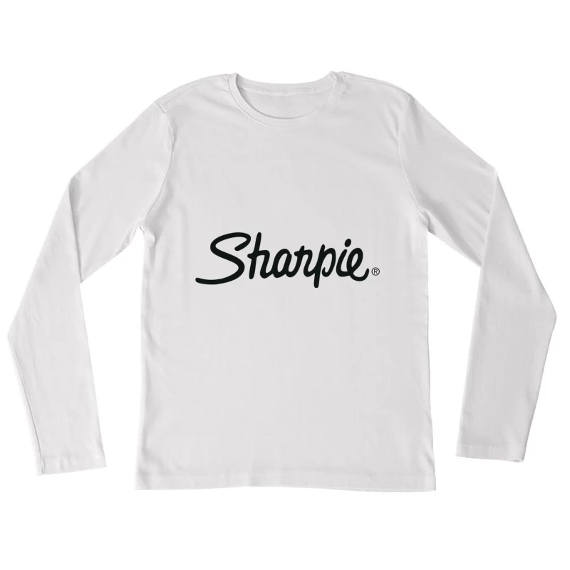 Sharpie Brand Logo in Classic Black Script Typography Female Long Sleeve T-Shirt