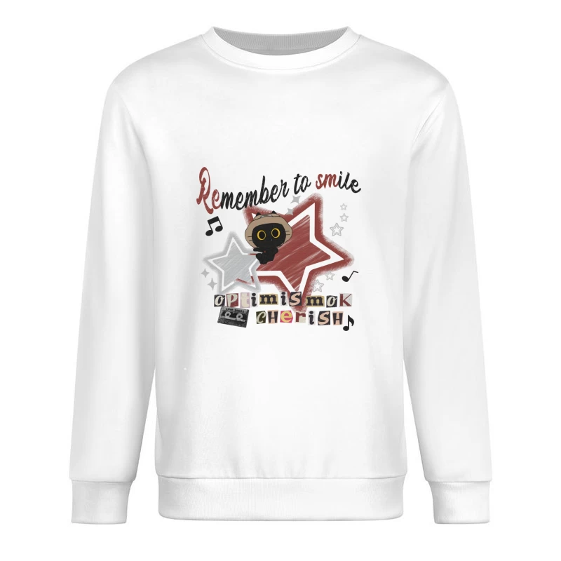 Erinnere dich zu lächeln mit Katzenbegleitung Herren Pullover Sweatshirt