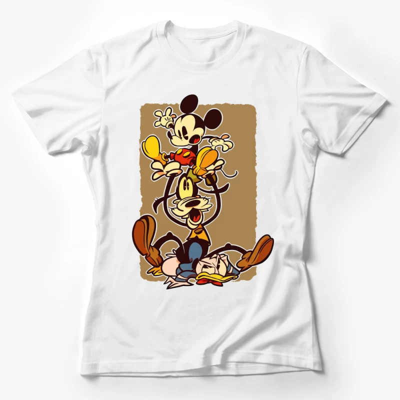 Classic Cartoon Chaos: A Tower of Laughter Female T-Shirt