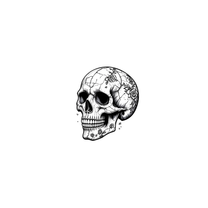 Artistic Skull with Floral Details Coffee Mug