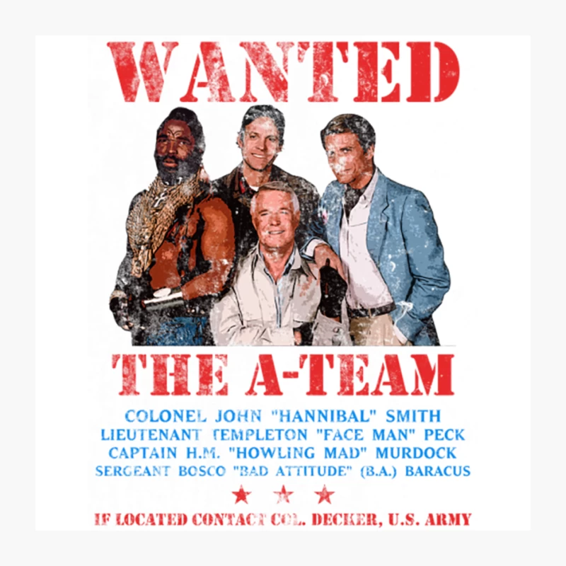 Vintage Wanted Poster of The A-Team TV Show Characters Pin
