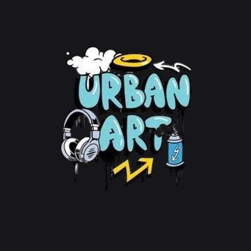 Urban Art Graffiti mit Kopfhörern und Spraydose Herren Pullover Hoodie