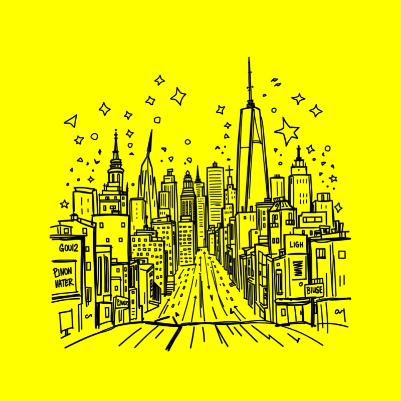 Urban Night Skyline Illustration Mouse Pad