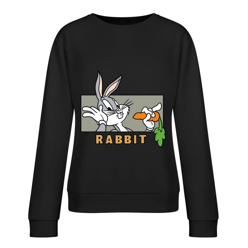 Comic-Hase mit Karotte Damen Pullover Sweatshirt