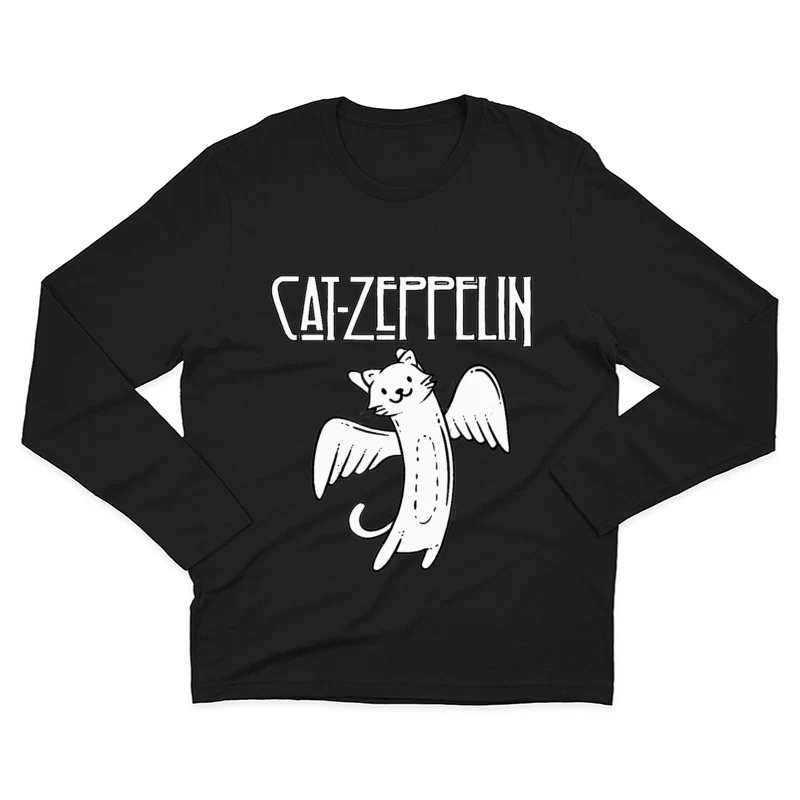 Flying Cat Zeppelin Logo - Musical Band Cartoon Male Long Sleeve T-Shirt