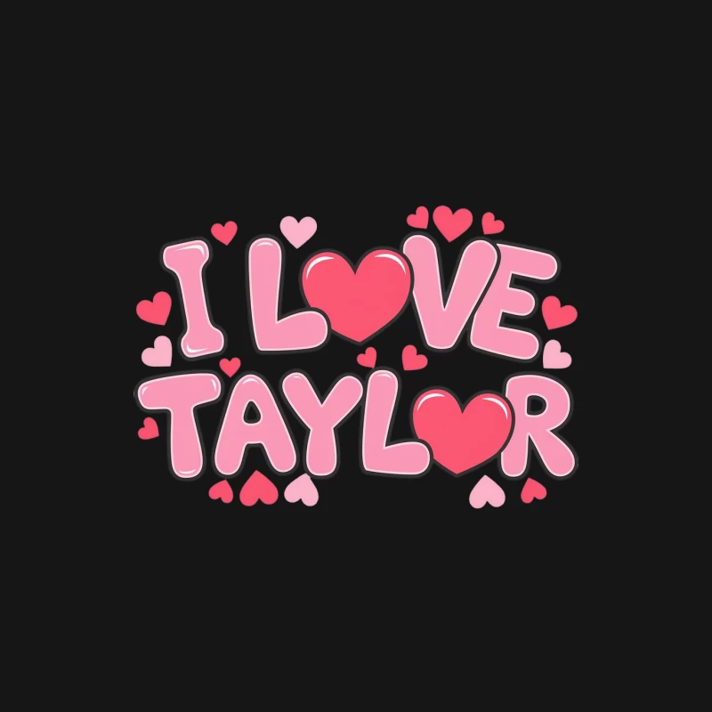 Colorful Fan Art Typography: "I Love Taylor" with Hearts Female Long Sleeve T-Shirt
