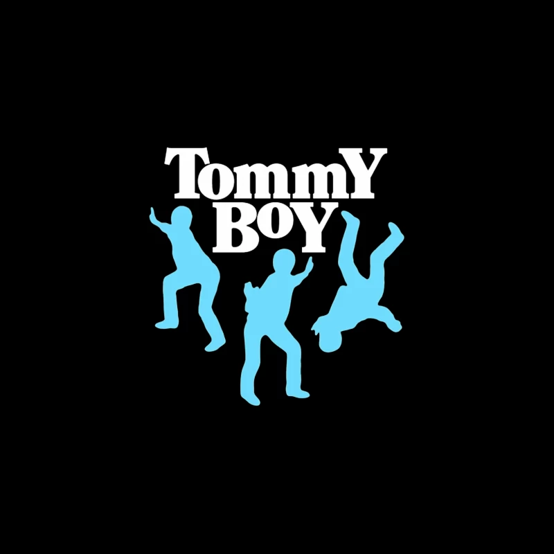 Tommy Boy Logo with Dancing Blue Silhouettes Tapestry