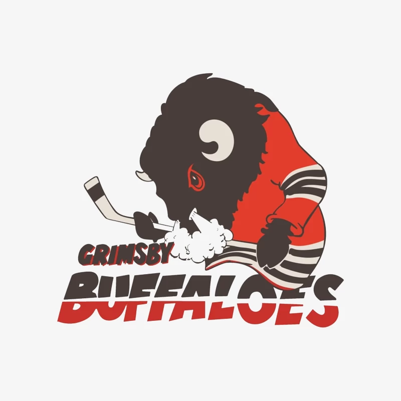 Grimsby Buffaloes: Cartoon Hockey Team Mascot Logo Female Pullover Sweatshirt