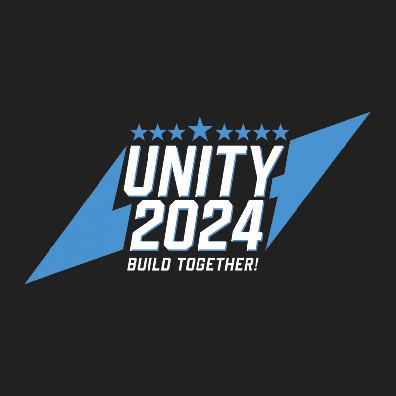 Unity 2024 Political Campaign Logo with Blue Lightning Bolt Bucket Hat
