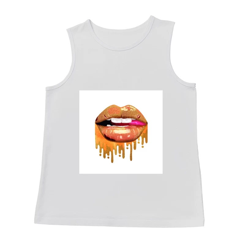 Glitzernde Lippen mit goldenen Akzenten Herren Tanktops