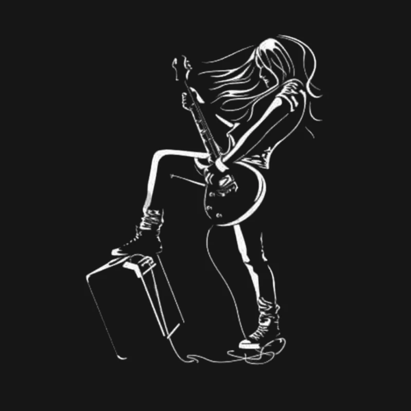 Rock Guitarist Illustration Female Long Sleeve T-Shirt