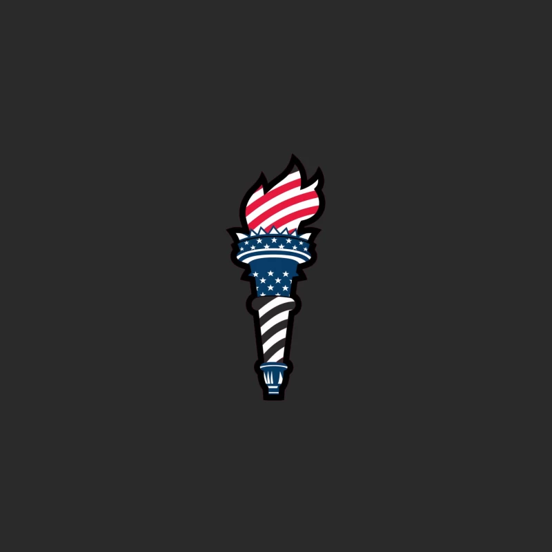American Patriotic Liberty Torch with Flag Design Baseball Cap