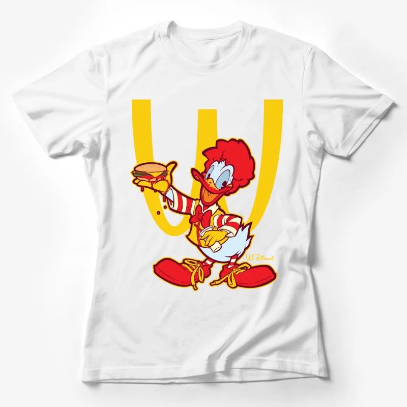 Cartoon Fast Food Character Holding a Burger Female T-Shirt