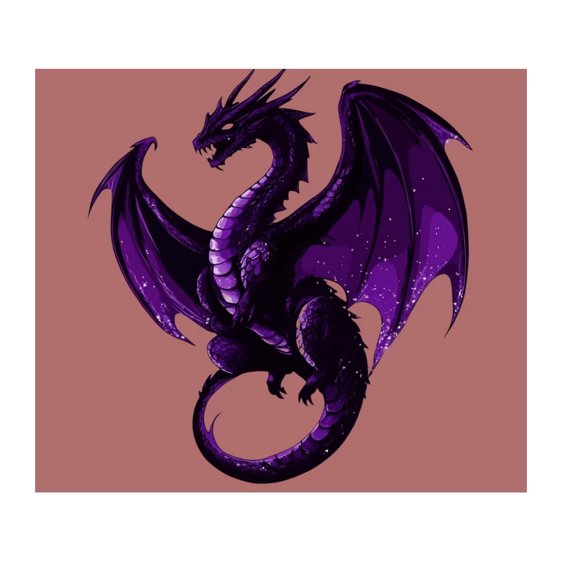 Majestic Purple Dragon in Starry Fantasy Realm Tapestry