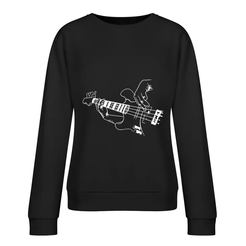 Bass Guitar Illustration Female Pullover Sweatshirt