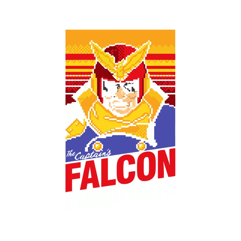Retro Pixel Art: The Captain's Falcon Superhero Poster Tapestry