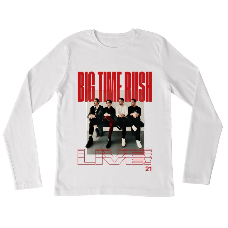 Big Time Rush Band Promotional Photo with Red Typography Design Female Long Sleeve T-Shirt