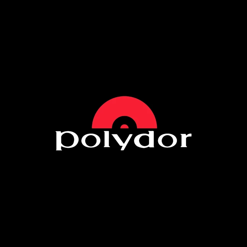 Polydor Records Company Logo with Red Semicircle Design Coffee Mug