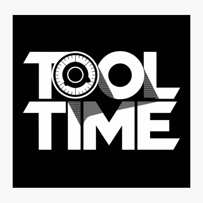 Black and White Tool Time Logo with Clock Typography Throw Pillow