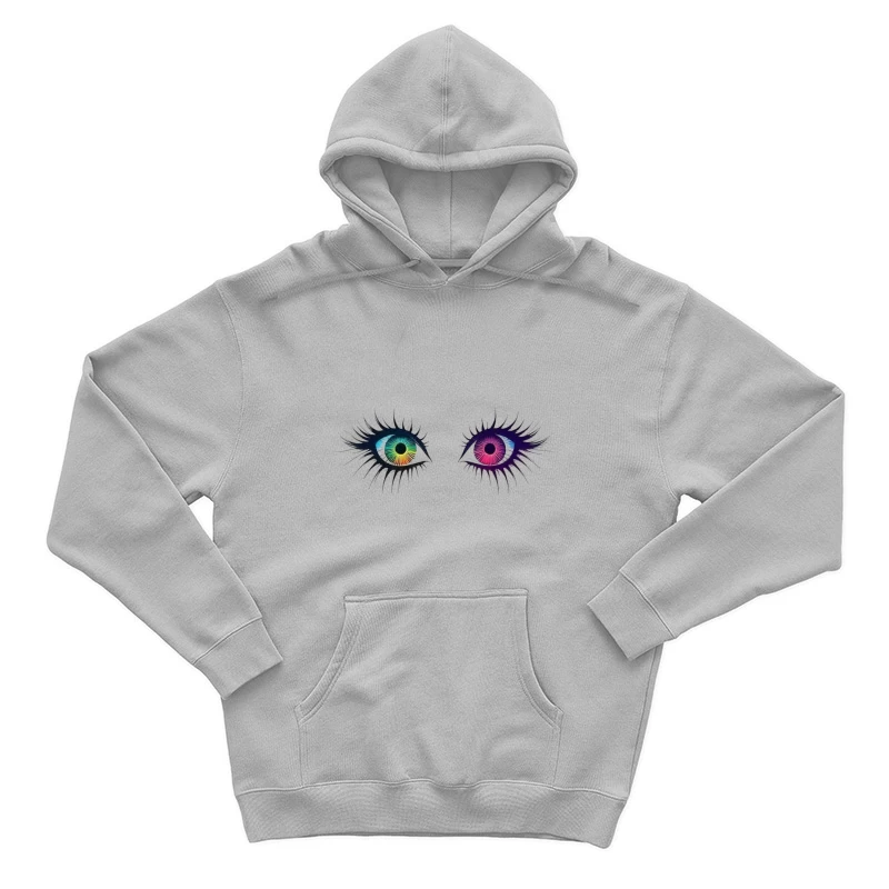 Artistic Illustration of Colorful Heterochromatic Eyes Male Pullover Hoodie