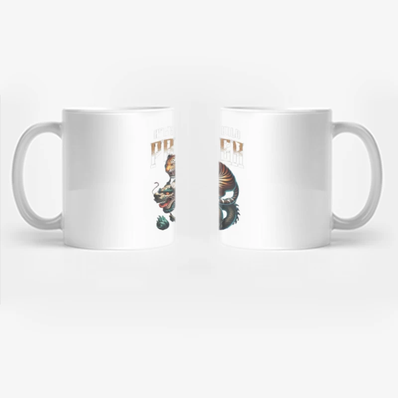 Tiger and Dragon Fighting Over Money: Symbolic Power Artwork Coffee Mug