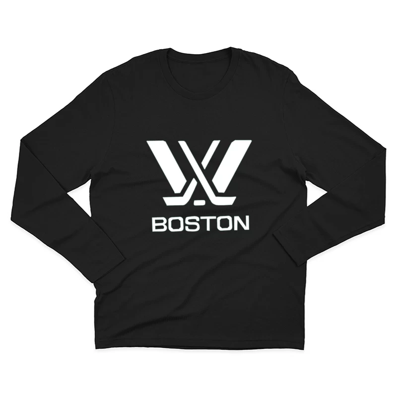 Boston Hockey Team Logo Line Drawing Male Long Sleeve T-Shirt