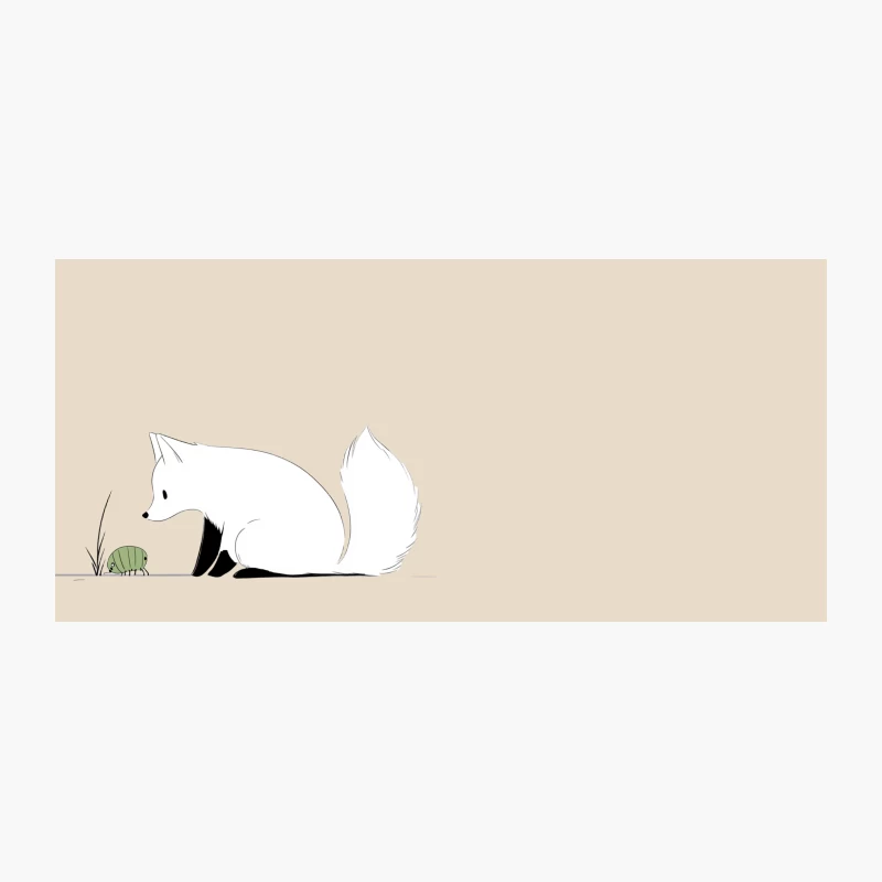 Minimalist Arctic Fox Meets Green Bug Illustration Coffee Mug