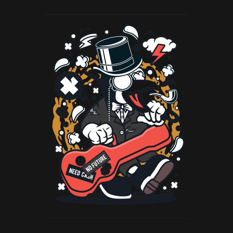 Pingouin rockeur avec étui de guitare Homme T-Shirt