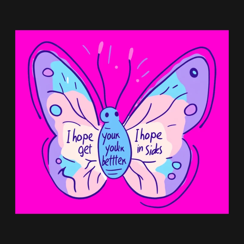 Cute Pastel Butterfly Get Well Soon Greeting Card Illustration Mouse Pad