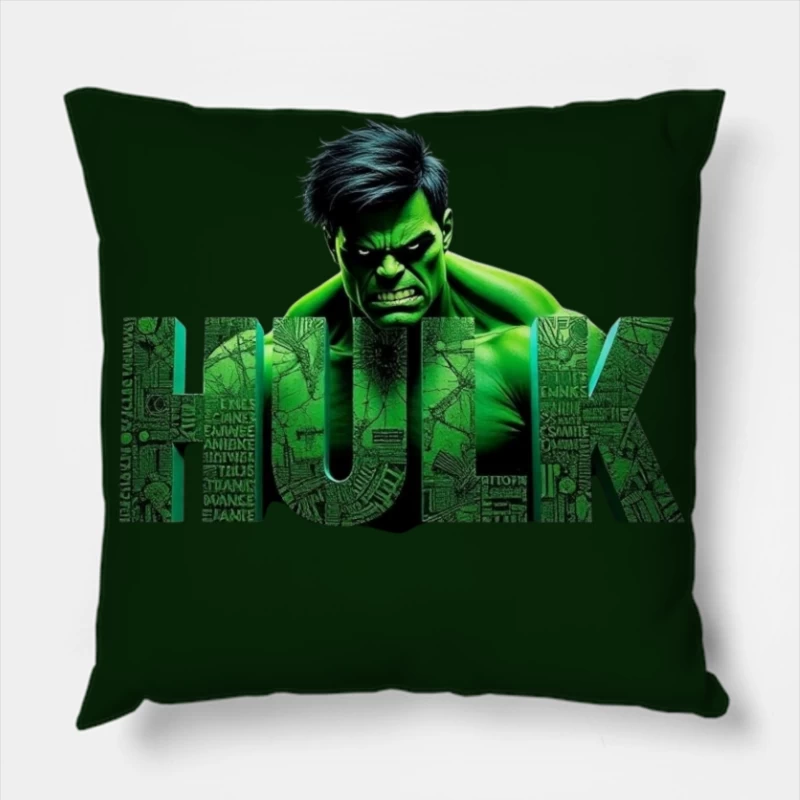 The Incredible Hulk Typographic Character Art Throw Pillow