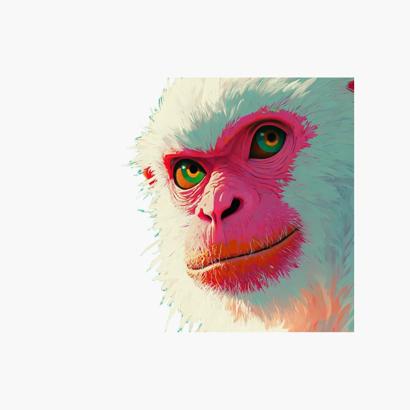 Vibrant Digital Art Portrait of a Primate Cotton Tote Bag