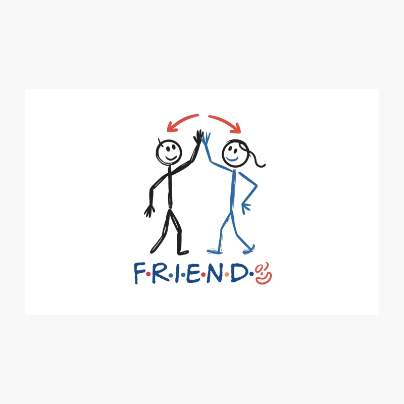 Simple Stick Figure Friends High-Fiving Travel Mug