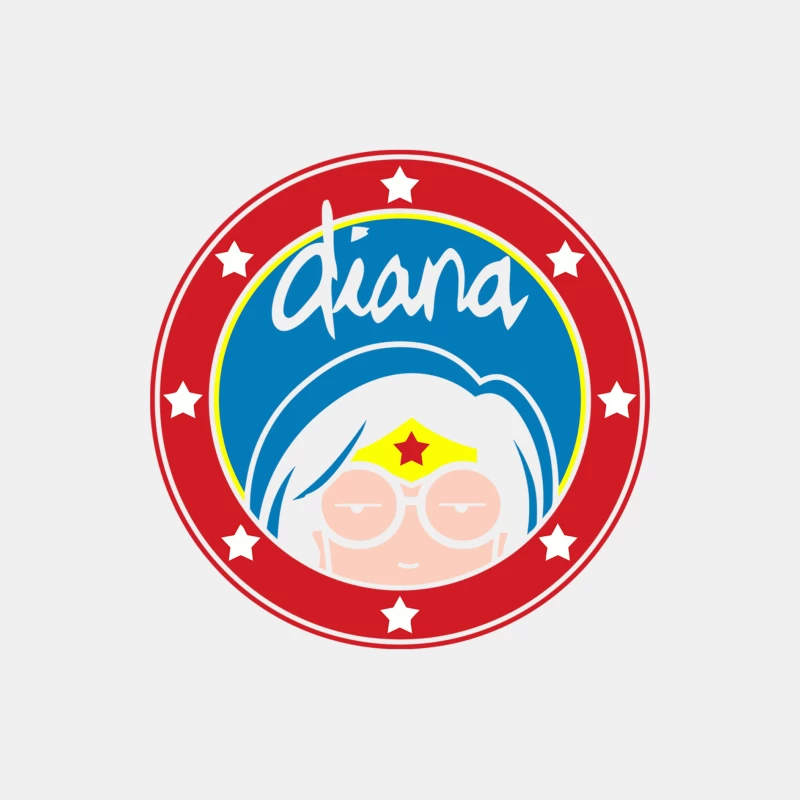 Cartoon Superhero Diana Logo with Stars Male Tank Top