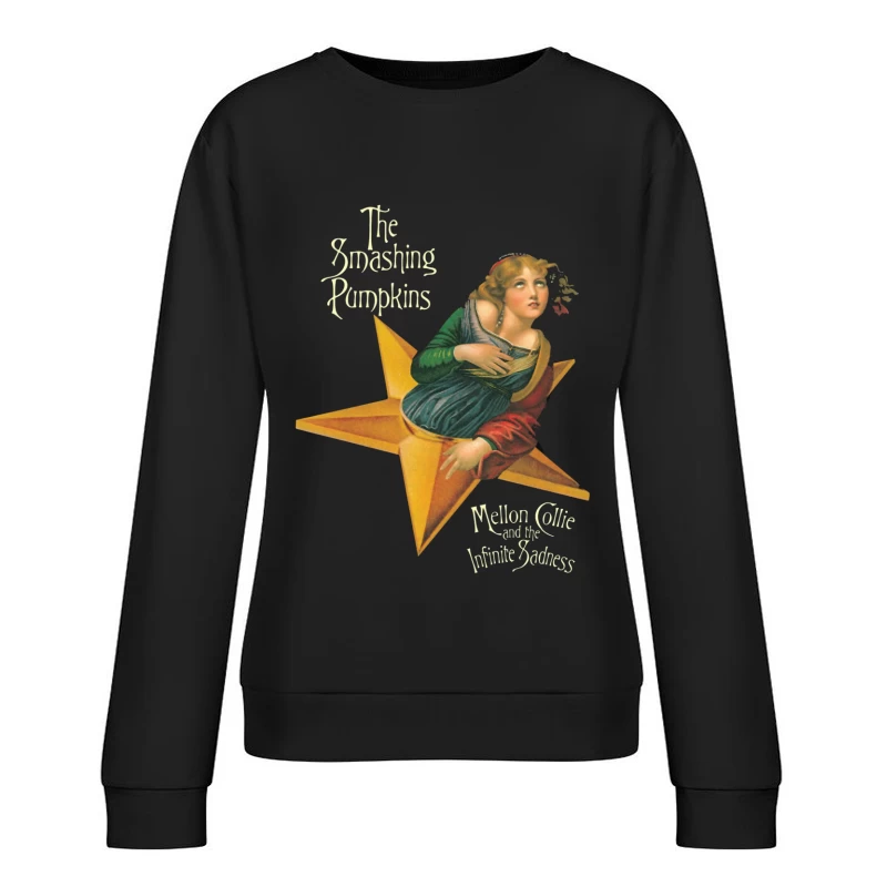 The Smashing Pumpkins' Mellon Collie Album Cover Featuring Classical Art on Golden Star Female Pullover Sweatshirt