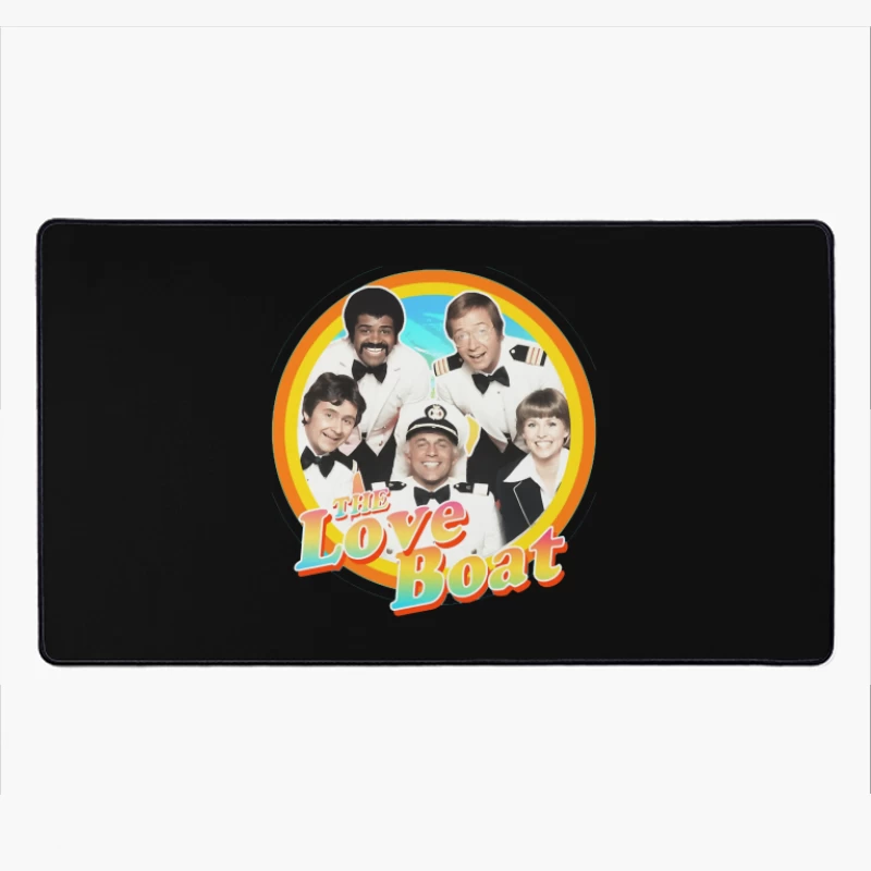 The Love Boat Classic TV Show Cast Promotional Image with Rainbow Circle Frame Desk Mat