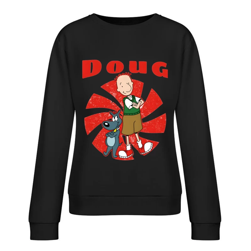 Doug and Porkchop: Classic Nickelodeon Cartoon Characters Female Pullover Sweatshirt