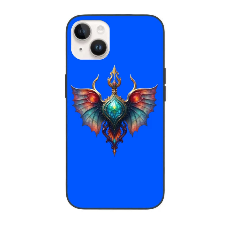 Mystical Dragon Wing Pendant with Turquoise Crystal iPhone Case