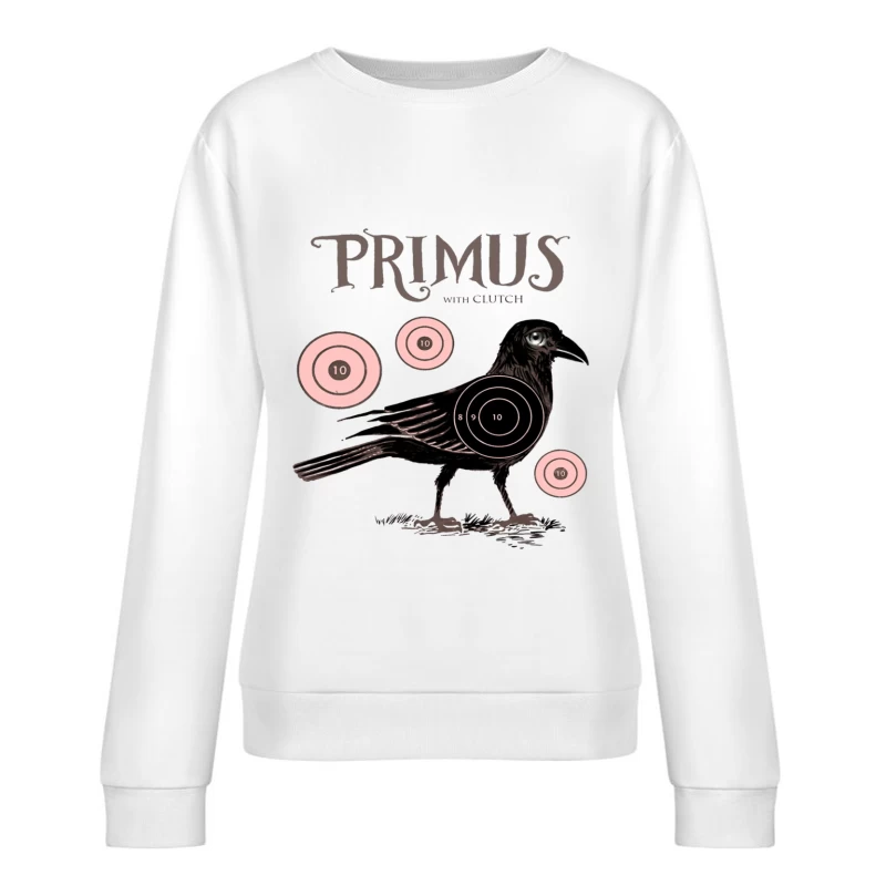 Vintage-Style Primus Concert Poster with Crow and Target Designs Female Pullover Sweatshirt