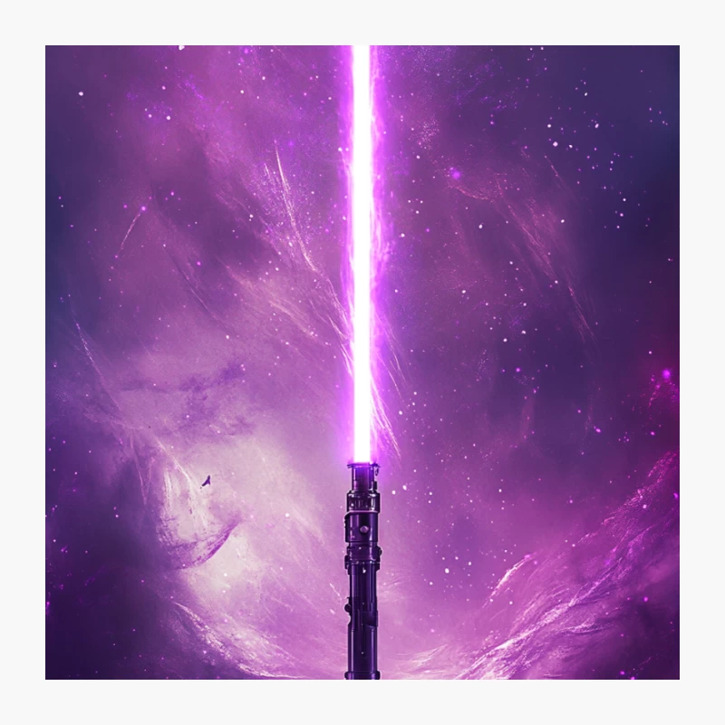Glowing Purple Lightsaber in Cosmic Space Pin