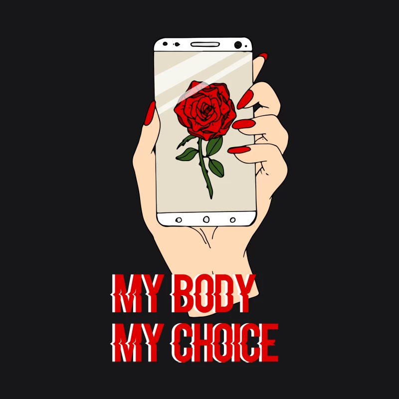 Illustration féministe avec rose et téléphone Homme Sweat à capuche
