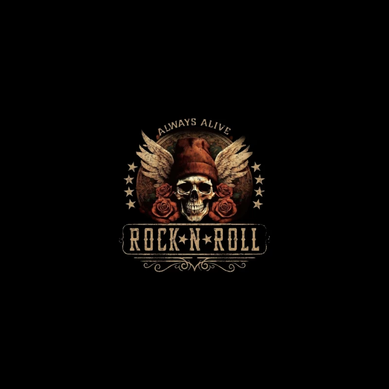 Rock and Roll Skull with Wings and Roses iPhone Case