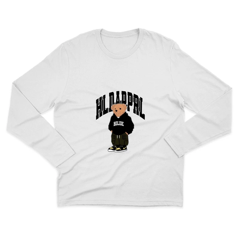 Teddybär mit Kapuzenpulli-Design Herren Langarm T-Shirt