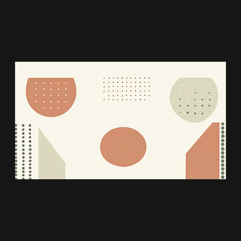 Minimalist Geometric Abstract Pattern with Pastel Shapes and Dots Desk Mat