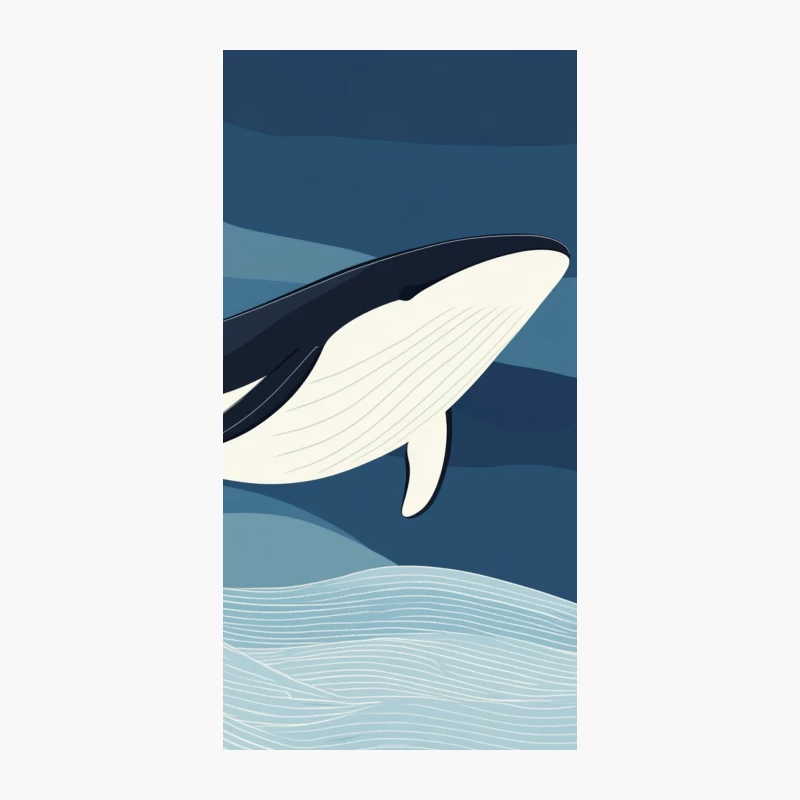 Illustrated Blue Whale in Ocean Waters iPhone Case