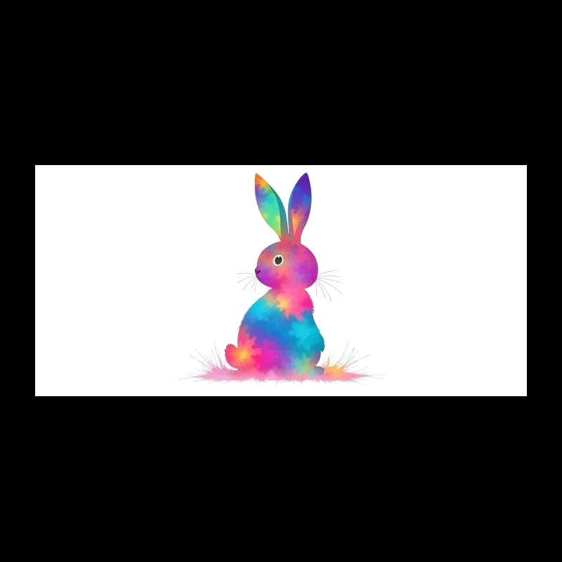 Whimsical Rainbow Watercolor Bunny Illustration Coffee Mug